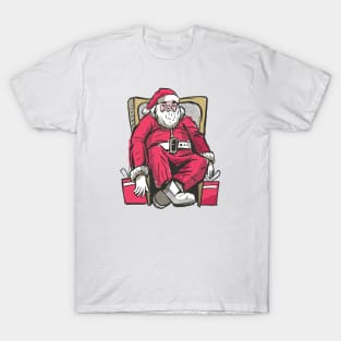 Sleepy Santa Claus Illustration T-Shirt